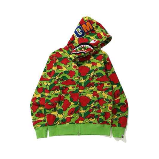Bape Hoodie Shark Camo Green